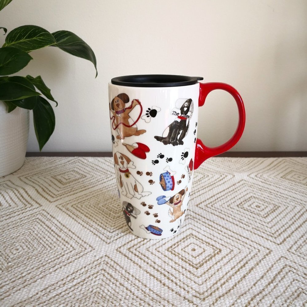 Cypress Ceramic Dog Lovers Traveling Coffee Mug 17 oz.